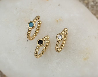 Ear Cuff Gold Turquoise Diamond CZ Black Blue Stone Ear Wrap Gold Ear Cuffs Fake Piercing Ear Stack Festival Jewelry Accessory gift for her
