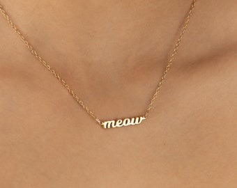 Meow Necklace Cat Lover  Pendant Bracelet Anklet Water Resistant Gold Filled Pet Memorial  Mom Girlfriend Daughter Friend Cat Mom