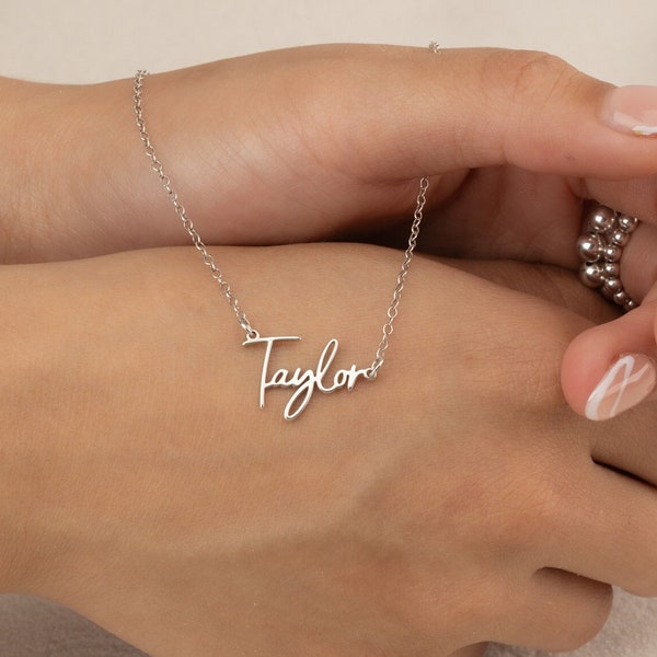 Name Necklace Sterling Silver Personalized Cursive Word Jewelry Pendant Bracelet Anklet Water resistant Custom  Mom Girlfriend CANCUN