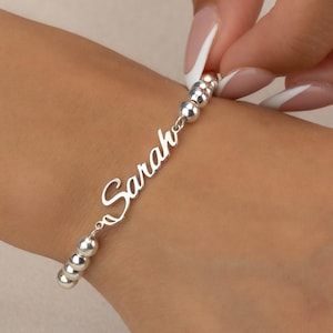 PERSONALIZED NAME BEADED bracelet  • stackable stretch • water resistant • wife girlfriend daughter sister couple gift