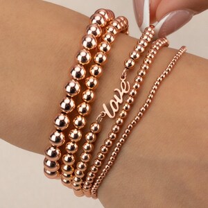 LOVE NAME BEADED bracelet • stackable stretch • water resistant • bride girlfriend couple anniversary gifts