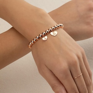HEART PAW PRINT charm beaded bracelet • perfect gift for cat mom cat lover dog lover • dainty stackable stretch water resistant • BRBP3CHAAp