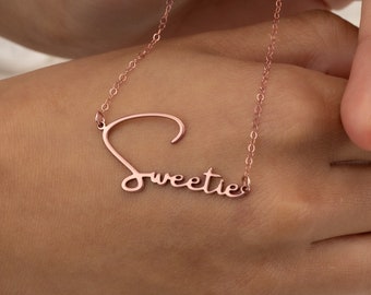 Sweetie Necklace Love Word Jewelry Bridal Pendant Mothers Day Gold Silver Rose Gold Sweet 16 Birthday Daughter Wife Girlfriend Couples TULUM