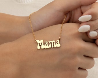 Mama Necklace Word Jewelry Mom Pendant Gold Sterling Silver Rose Gold Bracelet Anklet  Mother Daughter Sister Wife Mothers Day LAGUNA