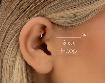 Rook Hoop Earrings Tiny Thin Rook Piercing Ring 4mm 5mm 6mm 7mm 8mm 9mm 10mm 14k Gold Filled Sterling Silver Rose Gold Filled Pierced Hoop