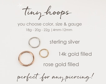 NOSE RING • twist hoops • belly button • conch daith helix lobe rook septum tragus • gold rose gold sterling silver • 22g 20g 18g • PISH2AS