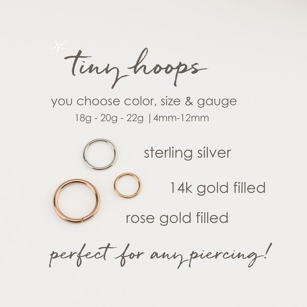 NOSE RING • twist hoops • belly button • conch daith helix lobe rook septum tragus • gold rose gold sterling silver • 22g 20g 18g • PISH2AS