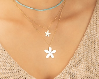 Flower Necklace Pendant Tropical JASMINE Hawaiian Beach Lover Mom Daughter Sister Aunt Wife Girlfriend Anniversary Bridesmaids Mothers Day