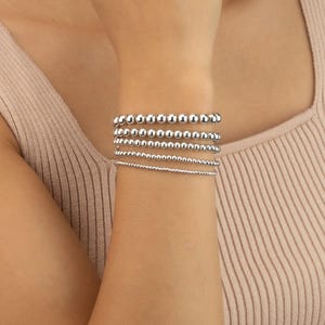 STERLING SILVER BEADED bracelet set • dainty gold bracelet • rose gold • stackable stretch water resistant • jewelry gift for her • BRBP2AU
