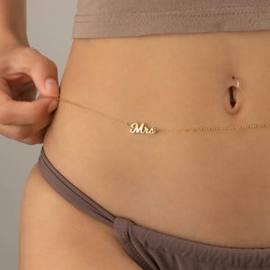 MRS BELLY CHAIN • 花嫁の結婚式、ハネムーンギフト • ビキニボディジュエリー • 防水 • ゴールドスターリングシルバー、ローズゴールドウエストチェーン BCCC3AO