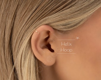 HELIX HOOP • helix earring • cartilage hoop • gold hoop earrings • rose gold sterling silver • dainty earrings • 22g 20g 18g • PISH2AM
