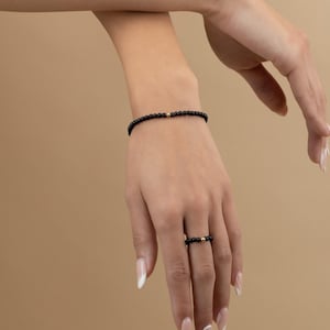 BLACK ONYX BRACELET set • beaded bracelet stack • perfect gift for her • genuine healing beads • stackable stretch water resistant • BRBP2AR