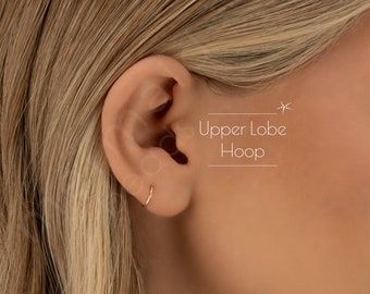 UPPER LOBE HOOP • upper lobe earring • twist hoop | gold hoop earrings • rose gold sterling silver • dainty earrings • 22g 20g 18g • PISH2AM
