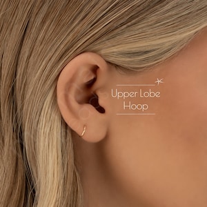 UPPER LOBE HOOP • upper lobe earring • twist hoop | gold hoop earrings • rose gold sterling silver • dainty earrings • 22g 20g 18g • PISH2AM