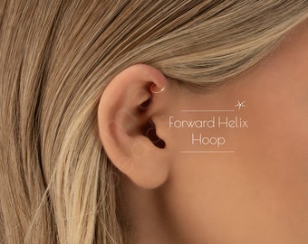 FORWARD HELIX HOOP • helix earring • cartilage hoop • gold hoop earrings rose gold sterling silver • dainty earrings • 22g 20g 18g • PISH2AK