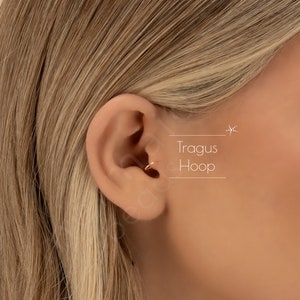 TRAGUS HOOP • tragus earring • twist hoops • gold hoop earrings • rose gold sterling silver • dainty earrings • 22g 20g 18g • PISH2AI