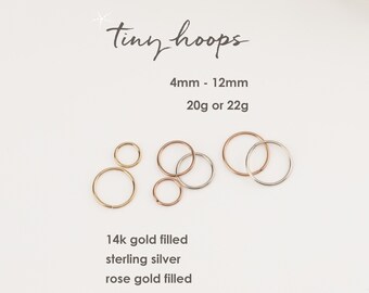 CARTILAGE HOOP EARRINGS • twist hoops • conch daith helix lobe rook septum tragus • gold rose gold sterling silver • 22g 20g 18g • PISH2AG
