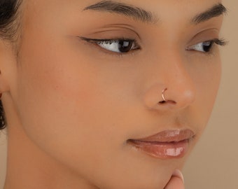 Fake Nose Ring Faux Nose Thin Minimalist Gold Sterling Silver Rose Gold No Piercing Needed Custom Boho Festival Unisex Jewelry Mothers Day