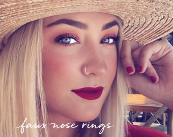 FAKE NOSE RING • no piercing needed body jewelry • dainty tiny faux hoop • gold nose ring • sterling silver rose gold • 22g 20g • FPFH2AB