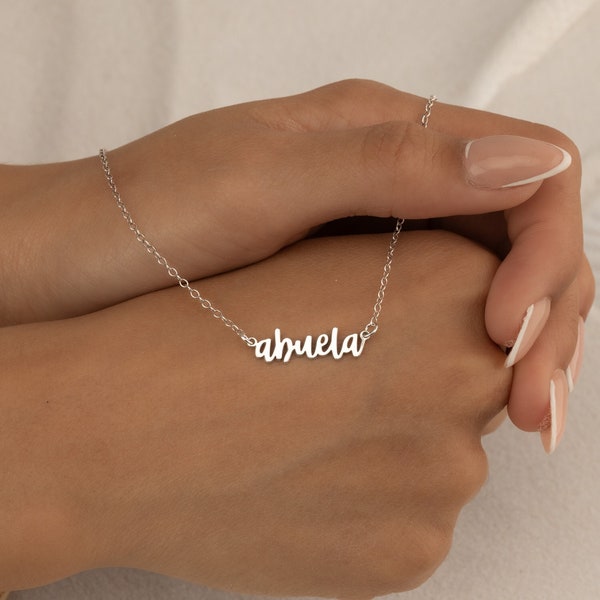 Abuela Necklace Name Pendant Personalized  Mom Grandma Lola Lolly Lala Nannie Maman Mimi MawMaw Gaga Gigi Gran Gammy Lovey Mothers Day RIO