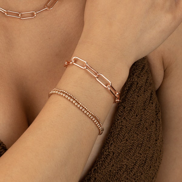 Paperclip Chain Bracelet Anklet Necklace Chunky Chain Bracelet Gold Silver Rose Gold Large Rectangle Link Chain Ankle Bracelet Choker