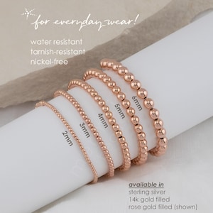 ROSE GOLD BEADED bracelet • dainty gold bracelet • sterling silver • stackable, stretch and water resistant • jewelry gift for her • BRBP2AI