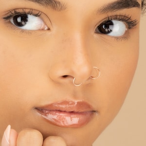 FAKE NOSE RING • no piercing needed body jewelry • dainty tiny faux hoop • gold nose ring • sterling silver rose gold • 22g 20g • FPFH2AC