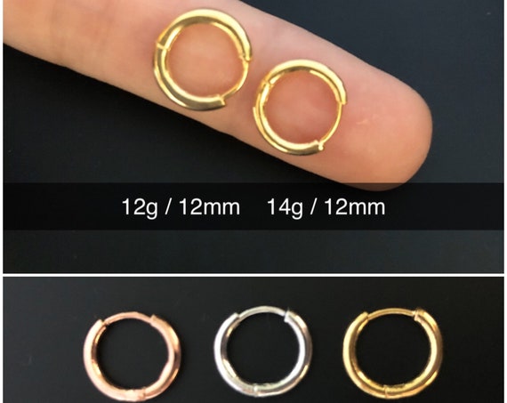 Clicker Hoop Earrings Nose Ring Cartilage Hoop 12g 14g Septum Helix Tragus Gold Silver Rose Gold Daith Rook Hoop Earrings Summer Jewelry