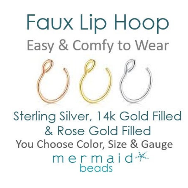 FAKE LIP RING Faux Lip Hoop Gold Silver Rose Gold 22g 20g 18g Boho Festival Conch Cuff No Piercing Body Jewelry Unisex Birthday Gift