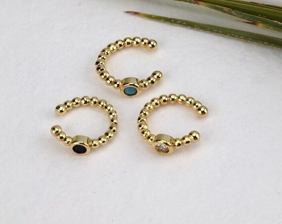 Ear Cuff Gold Diamond CZ Black Turquoise Blue Stone Ear Wrap Gold Ear Cuffs Fake Piercing Ear Stack Festival Jewelry Accessory gift for her