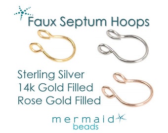 FAKE SEPTUM Ring Faux Septum Hoop Fake Nose Ring Gold Sterling Silver Rose Gold Minimalist Thin Body Jewelry No Piercing Needed Unisex Gift