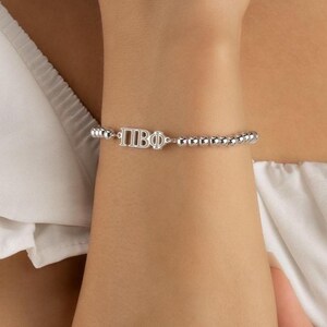 SORORITY GREEK LETTER beaded bracelet • personalized sorority gift • college rush bid day gift • connector for permanent jewelry BRBP3CQMIp