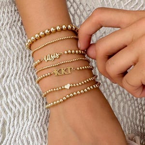 SORORITY beaded bracelet • big sis little sister gbig personalized gift rush bid day initiation • connector for permanent jewelry BRBP3CLMIp