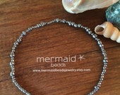 Womens Gift Silver Beaded Stretch Anklet Ankle Bracelet Boho Festival Jewelry Anklet Beach Hematite Silver Bride Bridesmaids Gift