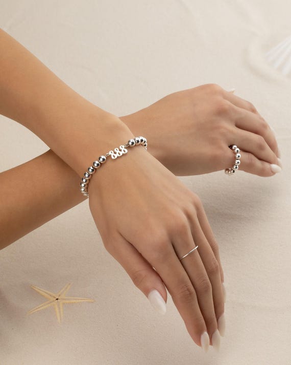 ANGEL NUMBER PERSONALIZED beaded bracelet • inspirational spiritual jewelry • 000 111 222 333 444 555 666 777 888 999 1111 1212 • BRBP3BWBSp