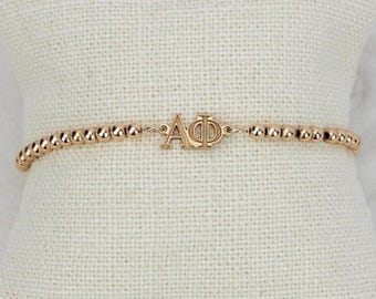 SORORITY GREEK LETTER beaded bracelet • personalized sorority gift • bid day initiation gift • connector for permanent jewelry• senior gifts