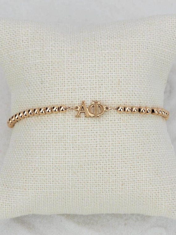 SORORITY GREEK LETTER beaded bracelet • personalized sorority gift • bid day initiation gift • connector for permanent jewelry• senior gifts