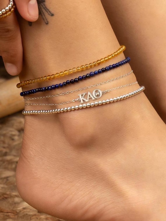 SORORITY GREEK LETTER anklet • Delta Gamma Kappa Alpha Sigma Pi Theta Chi Omega Omicron Psi Phi • rush bid day graduation gift  • ANCC3ABMIp