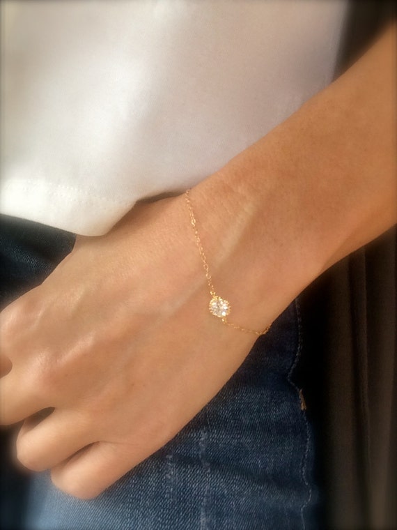 Diamond Bracelet Gold Bracelet Crystal Bracelet CZ Rose Gold Filled Ankle Bracelet Bridal Silver Gold Gifts for Her Bridesmaids Jewelry