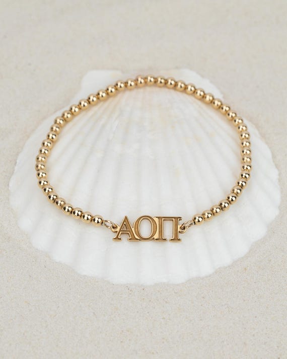 SORORITY GREEK LETTER beaded bracelet • personalized sorority gift • recruitment bid day initiation gift • connector for permanent jewelry