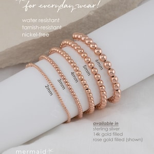 ROSE GOLD FILLED beaded bracelet • stackable stretch • waterproof • non-tarnish