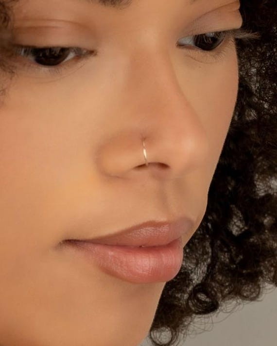 FAKE NOSE RING • no piercing needed body jewelry • dainty tiny faux hoop • gold nose ring • sterling silver rose gold • 22g 20g • FPFH2AA