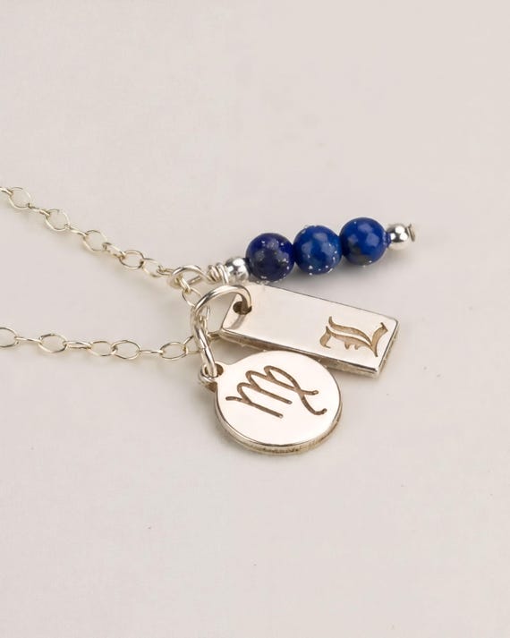 MULTI CHARM ENGRAVED necklace • initial • birthstone • genuine gemstones •  personalized tag charm pendant • gold, rose or sterling silver