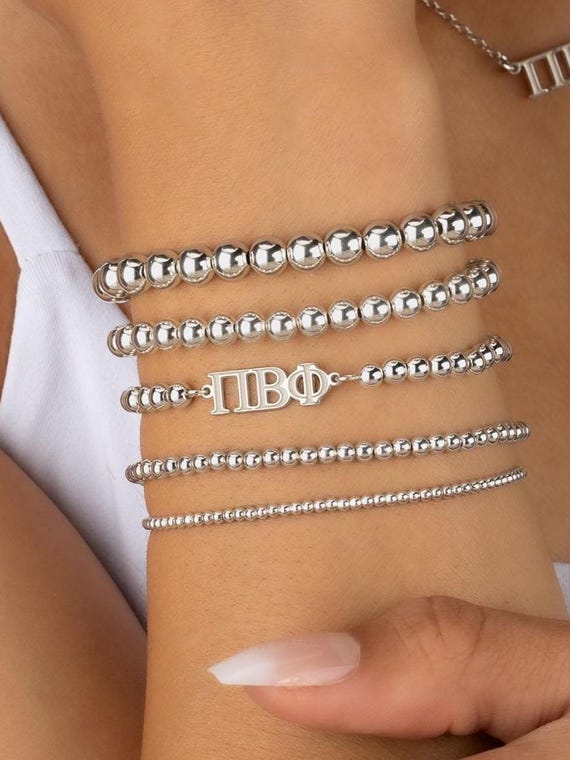 SORORITY GREEK LETTER beaded bracelet • personalized sorority gifts • college bid day rush gift • connector for permanent jewelry BRBP3CGMIp