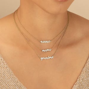 GRANDMA PERSONALIZED NAME necklace • Abuela Gigi Grammy Grandmother Granny Lola Mamaw Mimi Momo Nana Nanny • water resistant • NECC3AQRIp