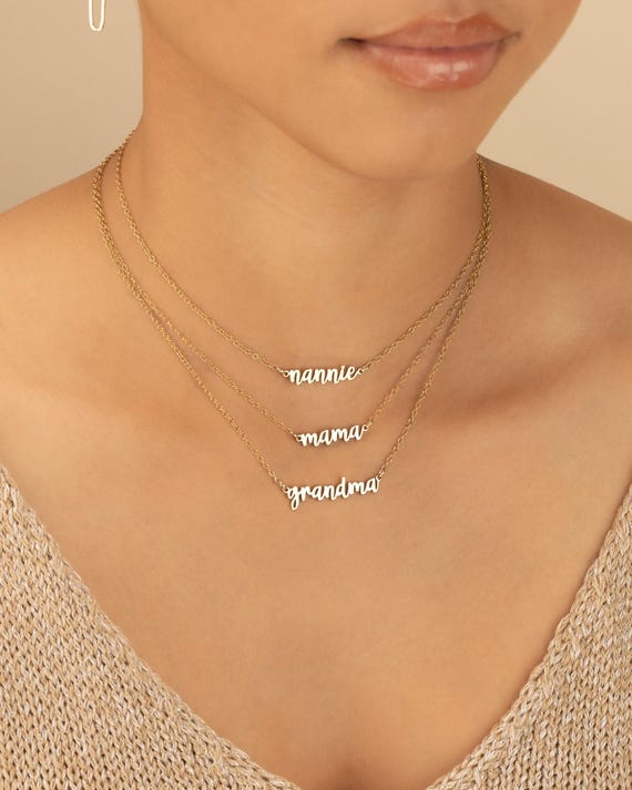 GRANDMA PERSONALIZED NAME necklace • Abuela Gigi Grammy Grandmother Granny Lola Mamaw Mimi Momo Nana Nanny • water resistant • NECC3AQRIp