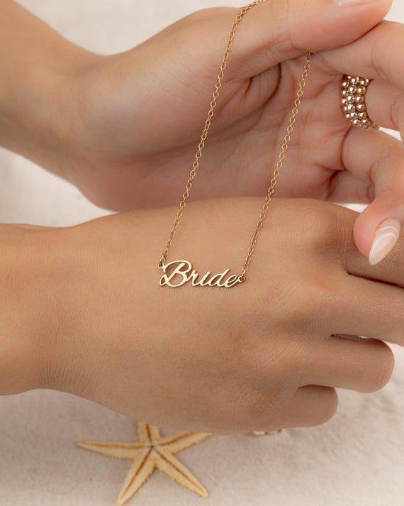 BRIDE PERSONALIZED NAME necklace • perfect gift for her • anniversary bachelorette bridal shower engagement • water resistant • NECC3AFCAp