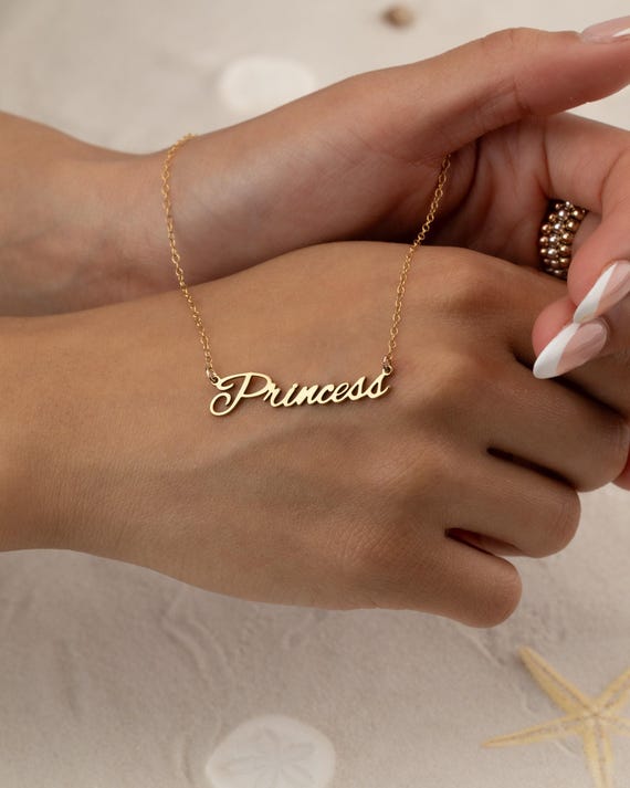 PRINCESS PERSONALIZED NAME necklace • bridesmaids jewelry • bachelorette bridal shower gift • wedding party • water resistant • NECC3CCCAp