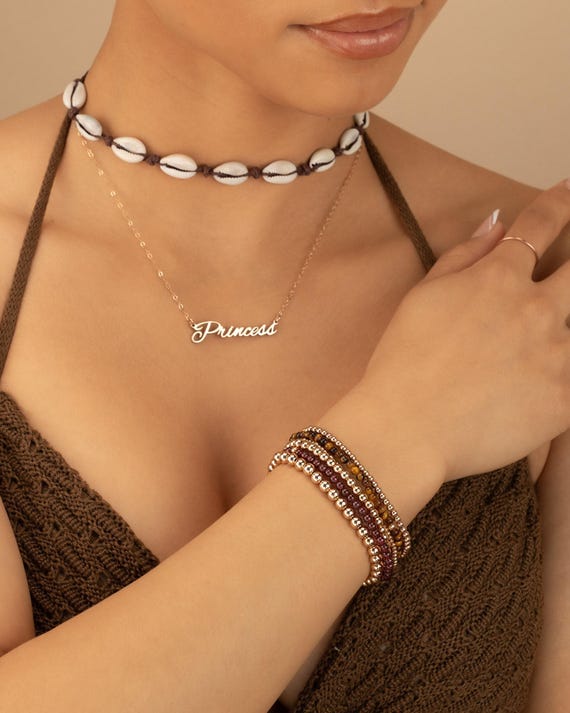 PRINCESS PERSONALIZED NAME necklace • perfect gift for her anniversary birthday bridesmaid girlfriend honeymoon water resistant • NECC3CICAp