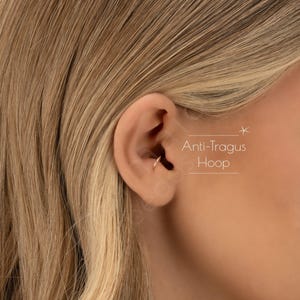 ANTI-TRAGUS HOOP • tragus earring • twist hoops • gold hoop earrings • rose gold sterling silver • dainty earrings • 22g 20g 18g • PISH2AA
